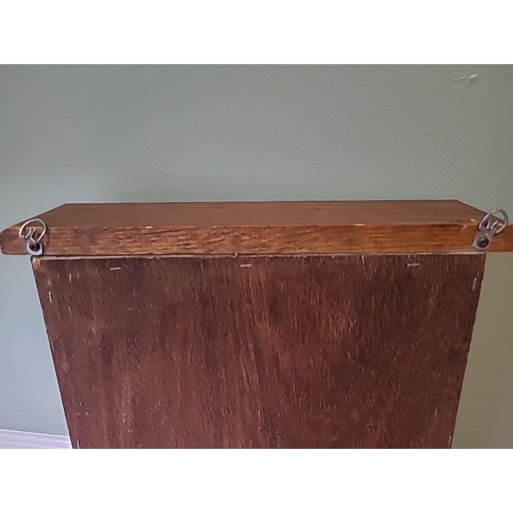 Vintage Framed Hanging Wooden Spice Rack / Medicine Caninet With Towel Rack - Picture 9 of 14